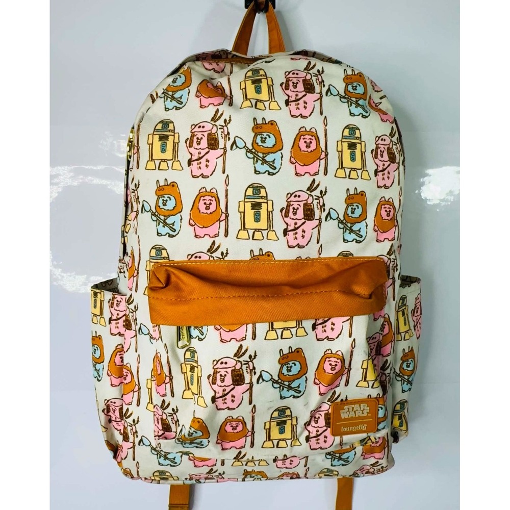 Loungefly Star Wars Pastel Yub Nub Ewok R2-D2 AOP Full Size Backpack RARE